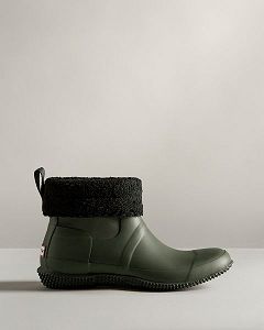 Hunter Insulated Roll Top Miesten Sherpa Boots Tummanoliivinvihreä | Suomi-80673