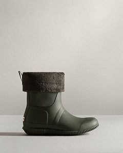 Hunter Insulated Roll Top Naisten Sherpa Boots Tummanoliivinvihreä | Suomi-40815