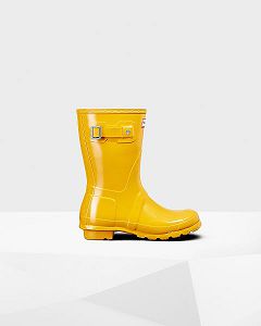 Hunter Original Lyhyt Gloss Naisten Original Short Boots Keltainen | Suomi-40578