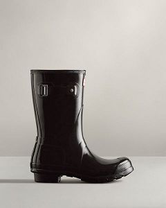 Hunter Original Lyhyt Gloss Naisten Original Short Boots Mustat | Suomi-67291