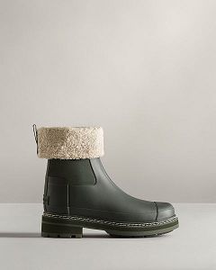 Hunter Refined Stitch Roll Top Naisten Sherpa Boots Vihreä | Suomi-32057