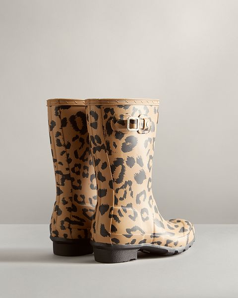 Hunter Hybrid Leopard Print Lasten Kumisaappaat Ruskea | Suomi-32147