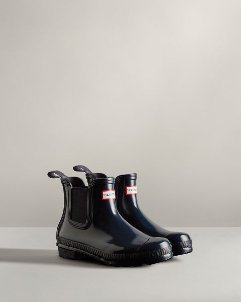 Hunter Original Gloss Naisten Original Chelsea Boots Laivastonsininen | Suomi-21479