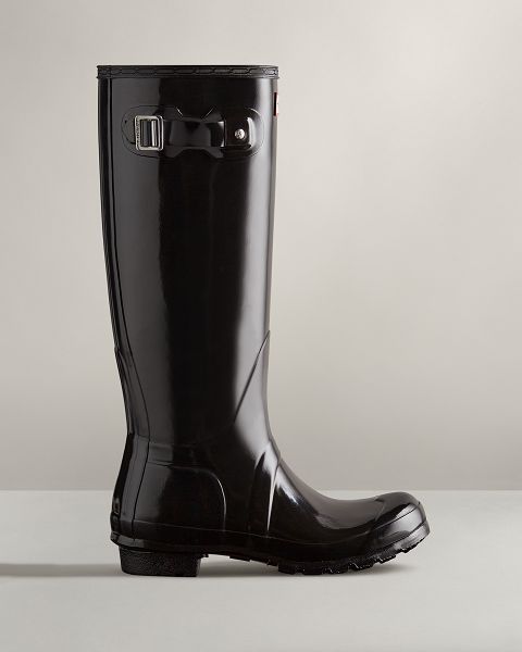 Hunter Original Korkeat Gloss Naisten Original Tall Boots Mustat | Suomi-18354