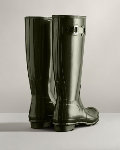 Hunter Original Korkeat Gloss Naisten Original Tall Boots Tummanoliivinvihreä | Suomi-62891