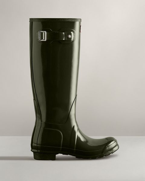 Hunter Original Korkeat Gloss Naisten Original Tall Boots Tummanoliivinvihreä | Suomi-62891