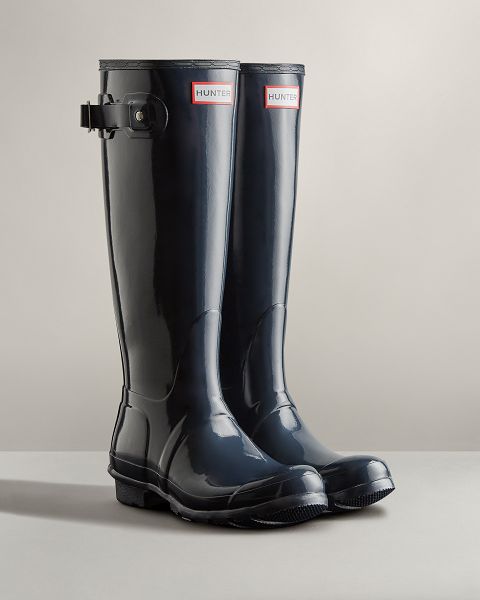 Hunter Original Korkeat Gloss Naisten Original Tall Boots Laivastonsininen | Suomi-94517