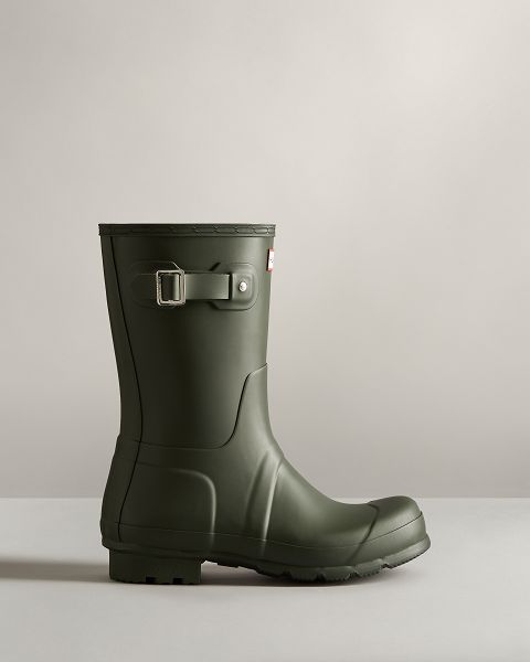 Hunter Original Lyhyt Miesten Original Short Boots Tummanoliivinvihreä | Suomi-38924