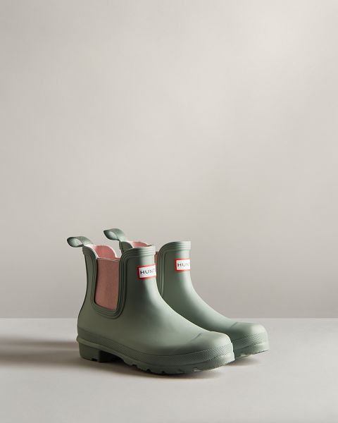 Hunter Original Naisten Original Chelsea Boots Vihreä Pinkki | Suomi-84076