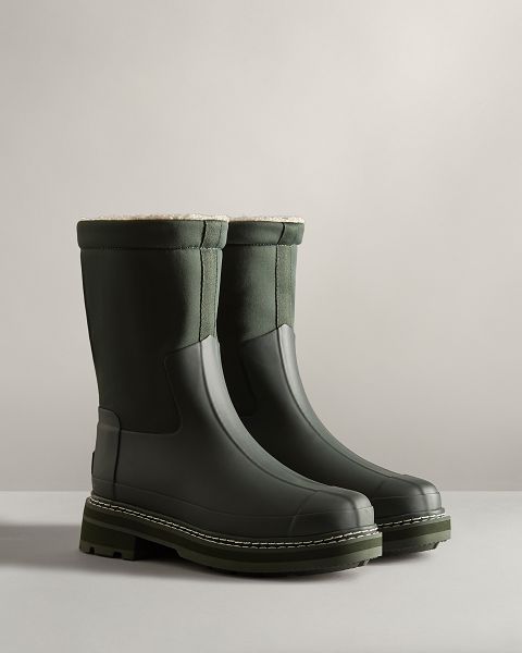 Hunter Refined Stitch Roll Top Naisten Sherpa Boots Vihreä | Suomi-32057