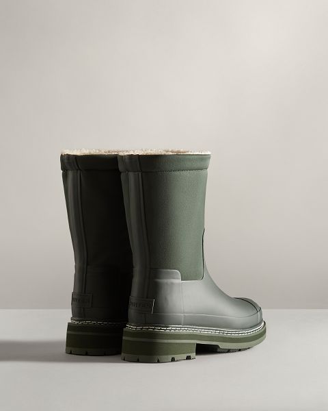 Hunter Refined Stitch Roll Top Naisten Sherpa Boots Vihreä | Suomi-32057