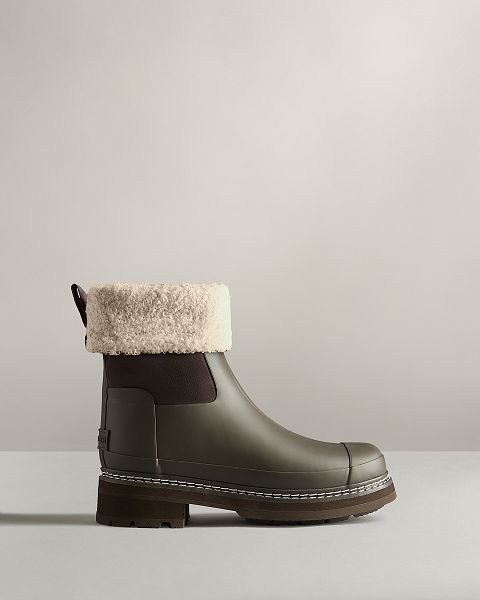 Hunter Refined Stitch Roll Top Naisten Sherpa Boots Vihreä | Suomi-56804