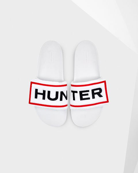 Hunter Terry Towelling Logo Adjustable Naisten Rantasandaalit Valkoinen | Suomi-68439